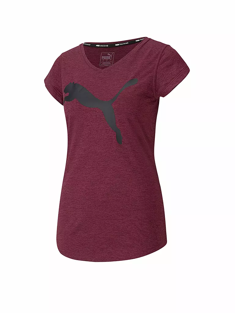 PUMA | Damen Fitnessshirt Heather Cat V-Neck | rot