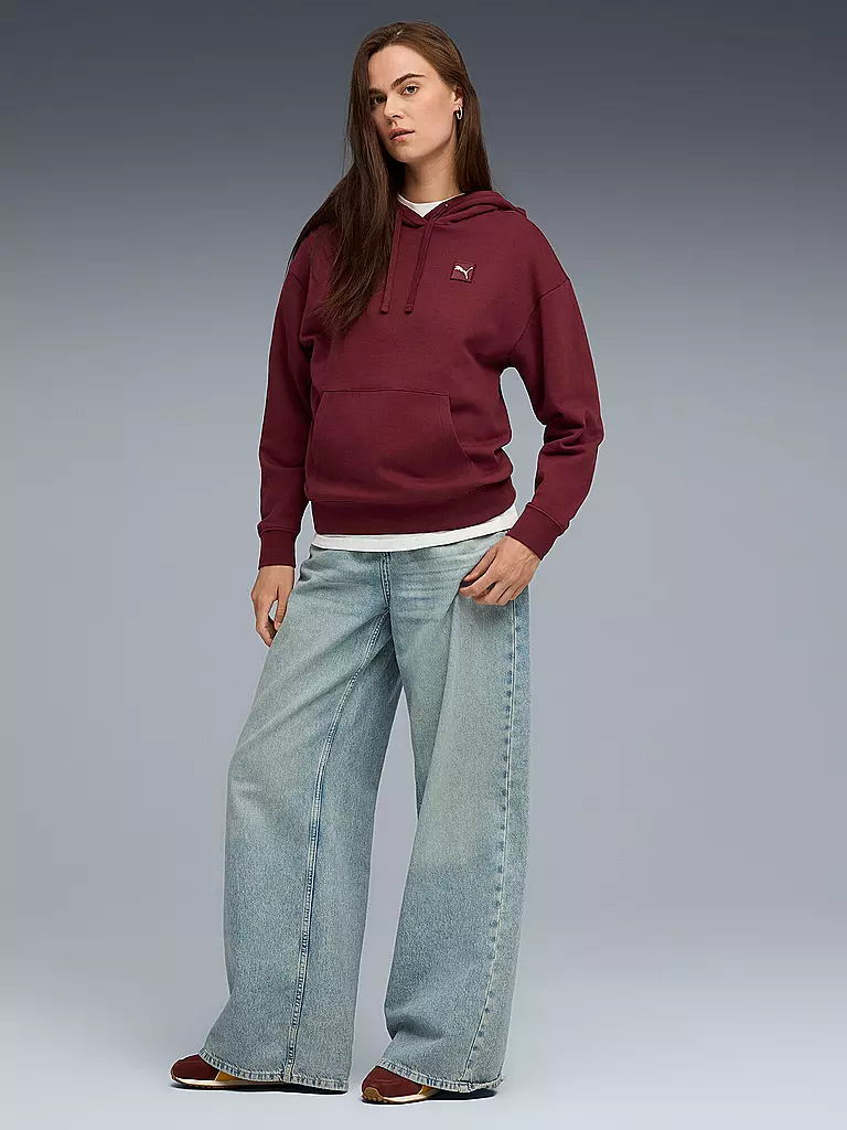 PUMA | Damen Hoodie Elevated Comfort  | dunkelrot