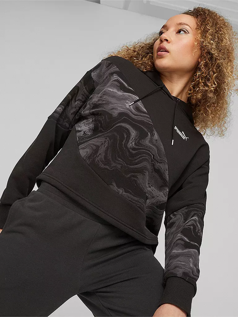 PUMA | Damen Hoodie Power Cat marbleized | schwarz