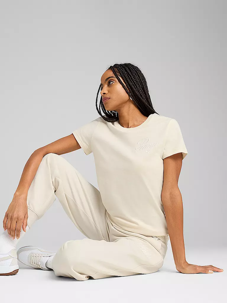PUMA | Damen T-Shirt  ESS SCRIPT | creme