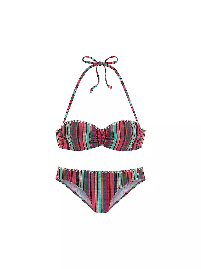 S.OLIVER | Damen Bandeau Bikini Streifen | rosa