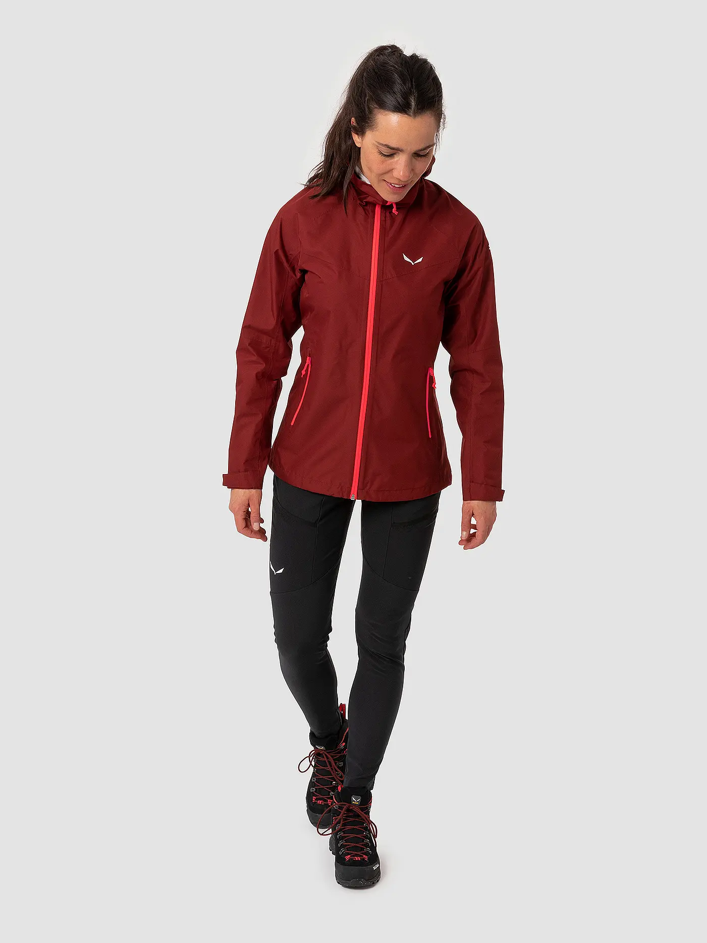 SALEWA | Damen Wanderjacke Puez Aqua Powertex Hoodie | dunkelrot