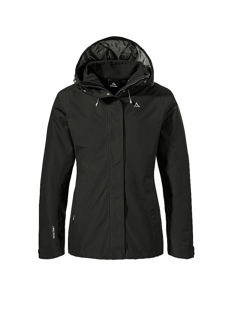 Schöffel SCHÖFFEL Damen Wanderjacke Okere 2L 3in1 Hoodie schwarz | 34, schwarz