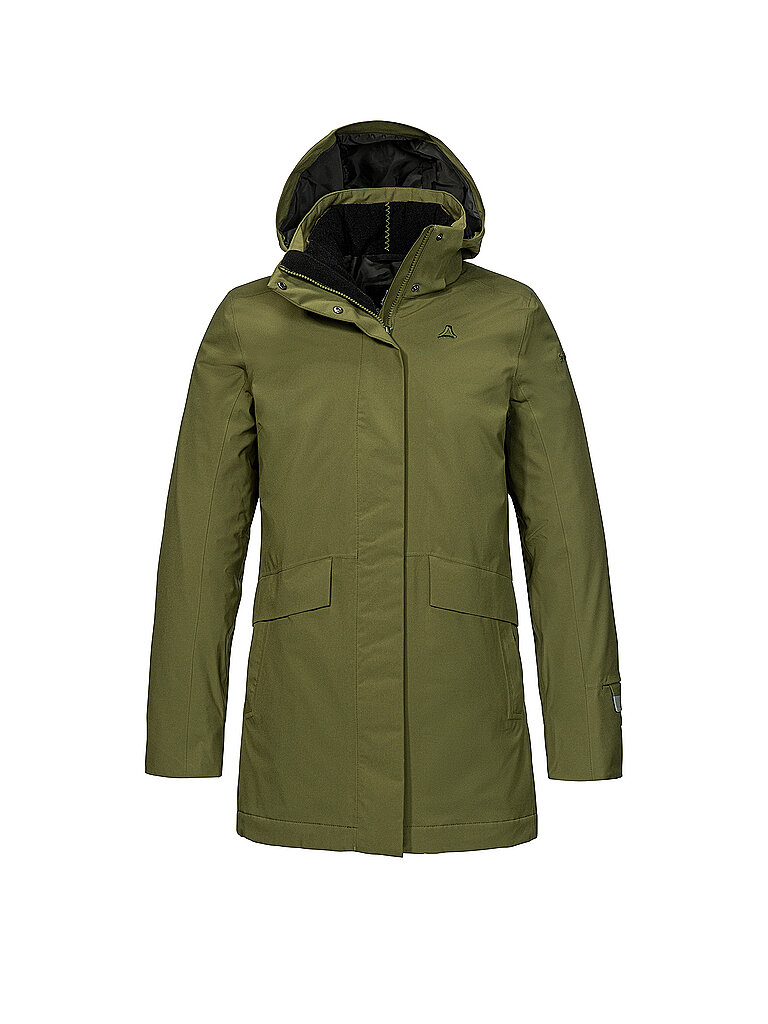 Schöffel SCHÖFFEL Damen Winterparka Borkol 3in1 Hoodie olive | 34, olive