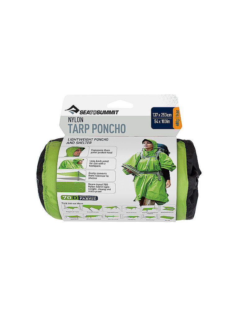 Sea to Summit SEA TO SUMMIT Poncho Tarp 70D Nylon grün, grün