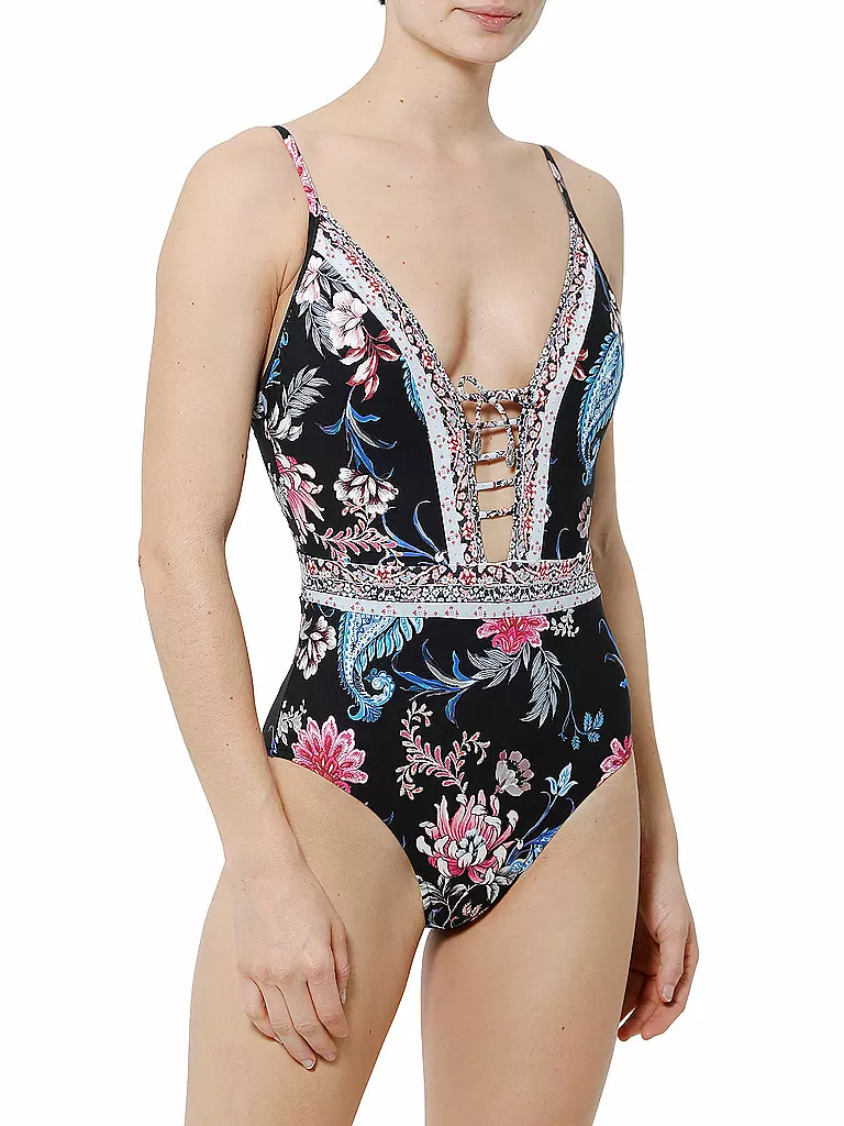 SEAFOLLY | Damen Badeanzug Water Garden | schwarz