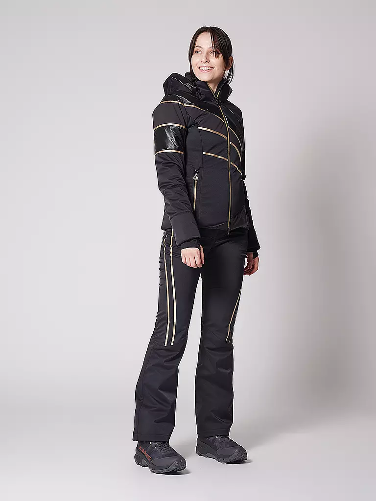 SPORTALM | Damen Skihose mit geschwungenen Transfermotiven in icegold  | schwarz