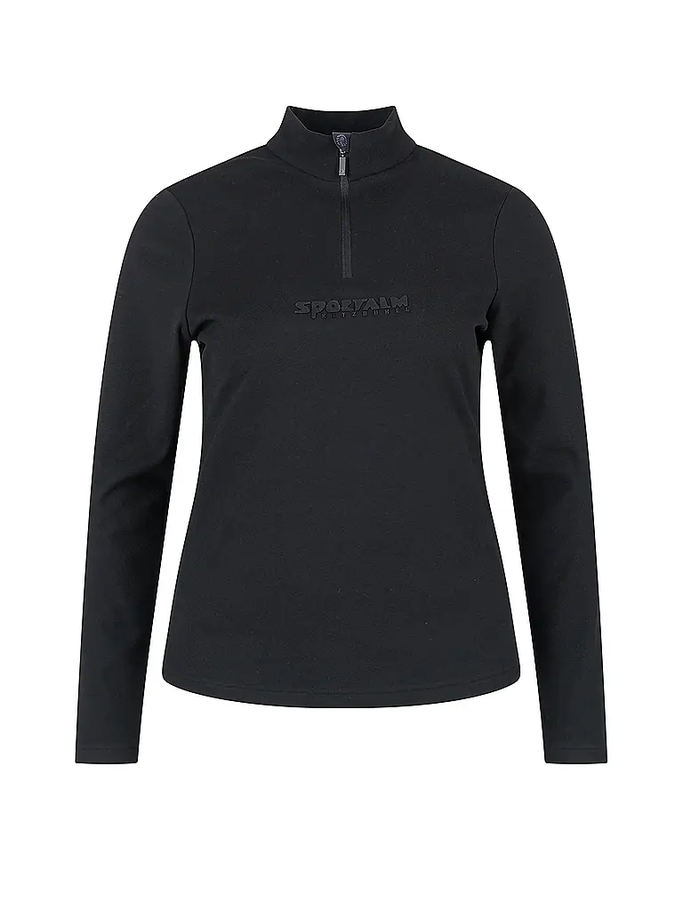 SPORTALM | Damen Unterzieh Zipshirt aus dünner Fleece-Qualität | schwarz