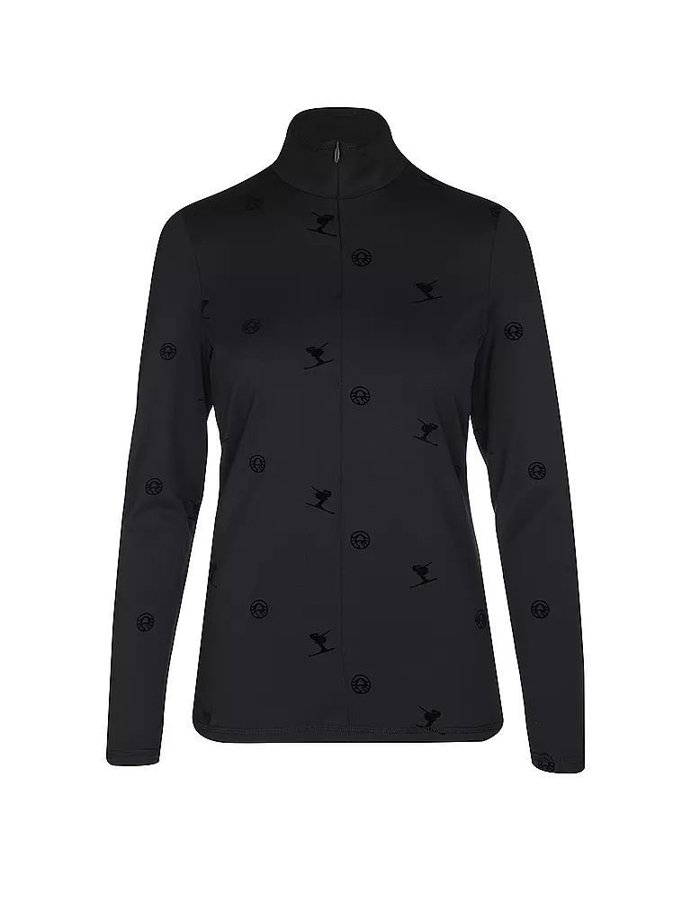 SPORTALM | Damen Unterzieh Zipshirt mit Flock-Print  | schwarz