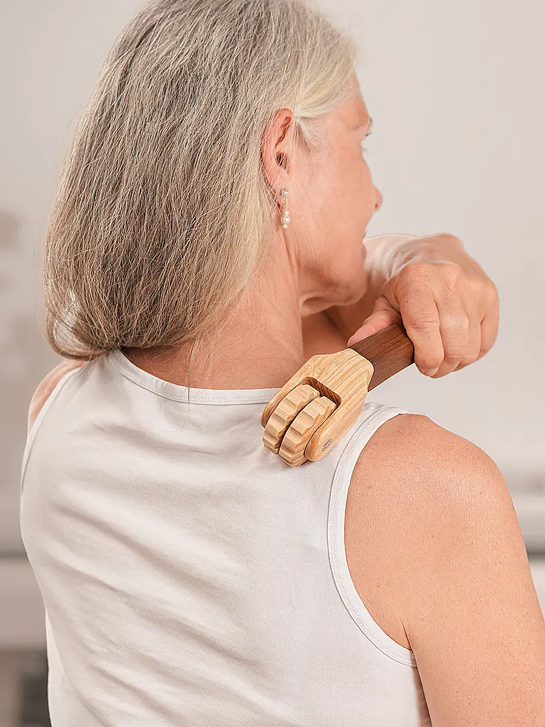 STYLEHOLZ | Massageroller für Nacken und Schultern | Hellbraun
