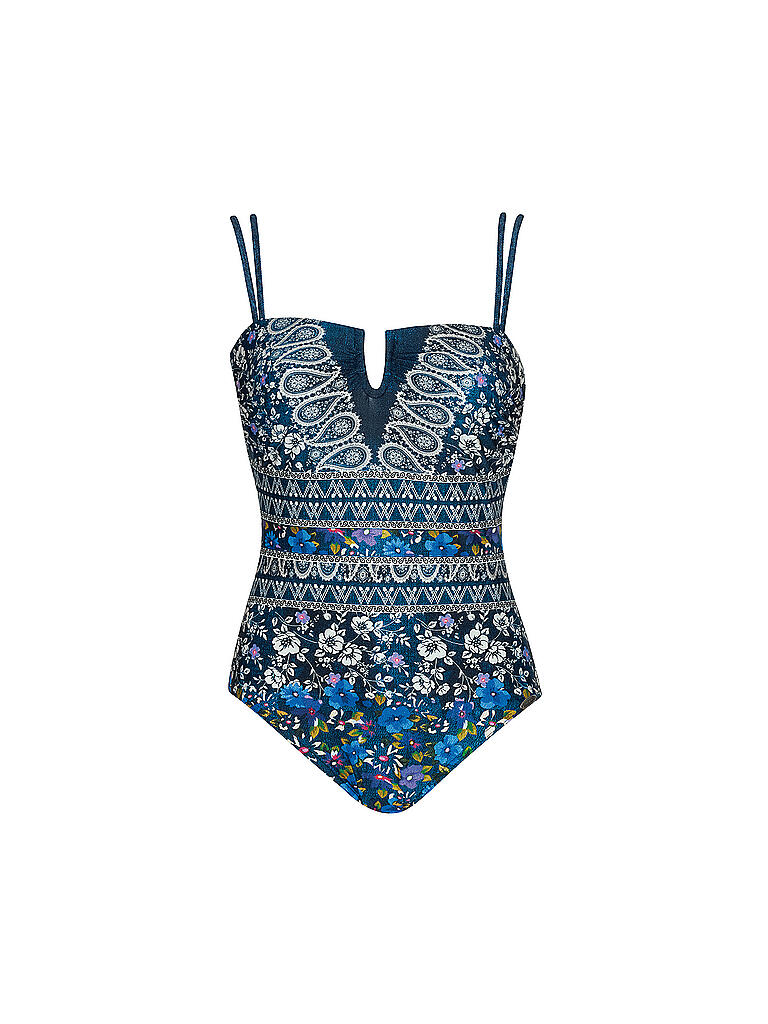 SUNFLAIR Damen Bandeau Badeanzug mit Formbügel blau