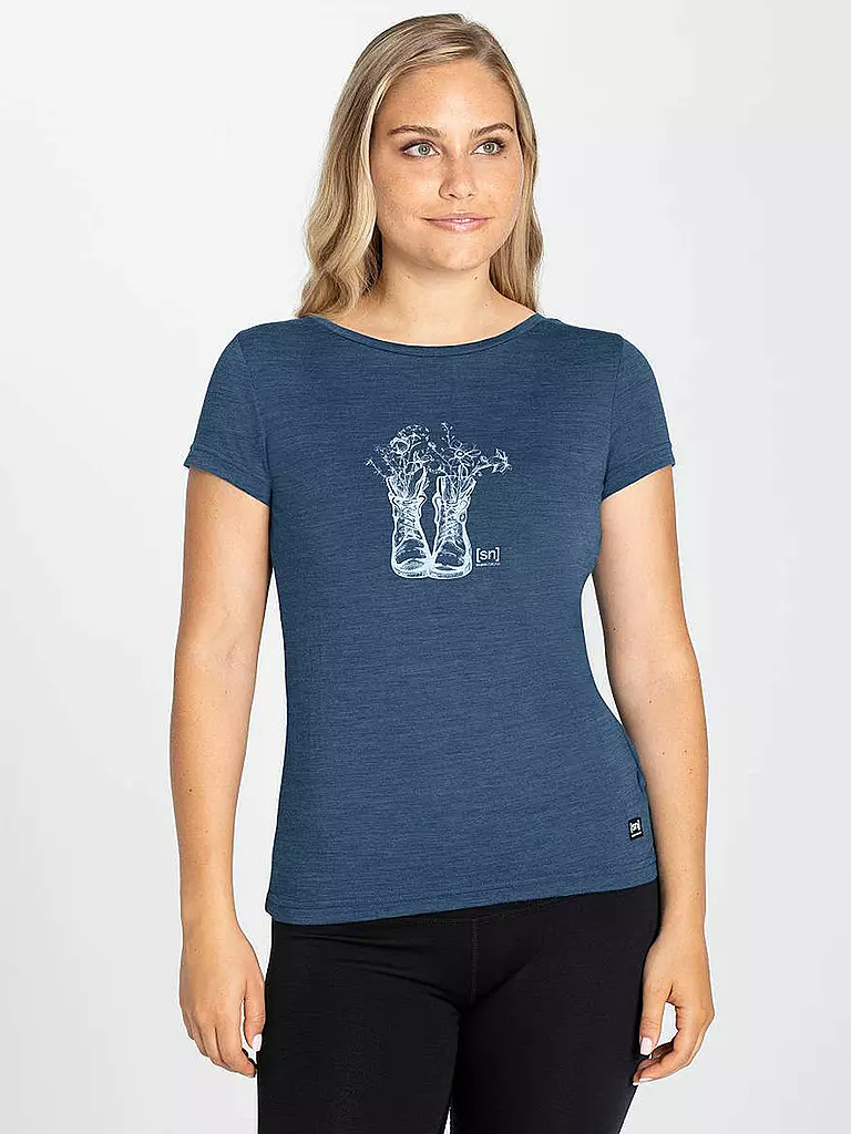 SUPER NATURAL | Damen Funktionsshirt Blooming Boots | blau