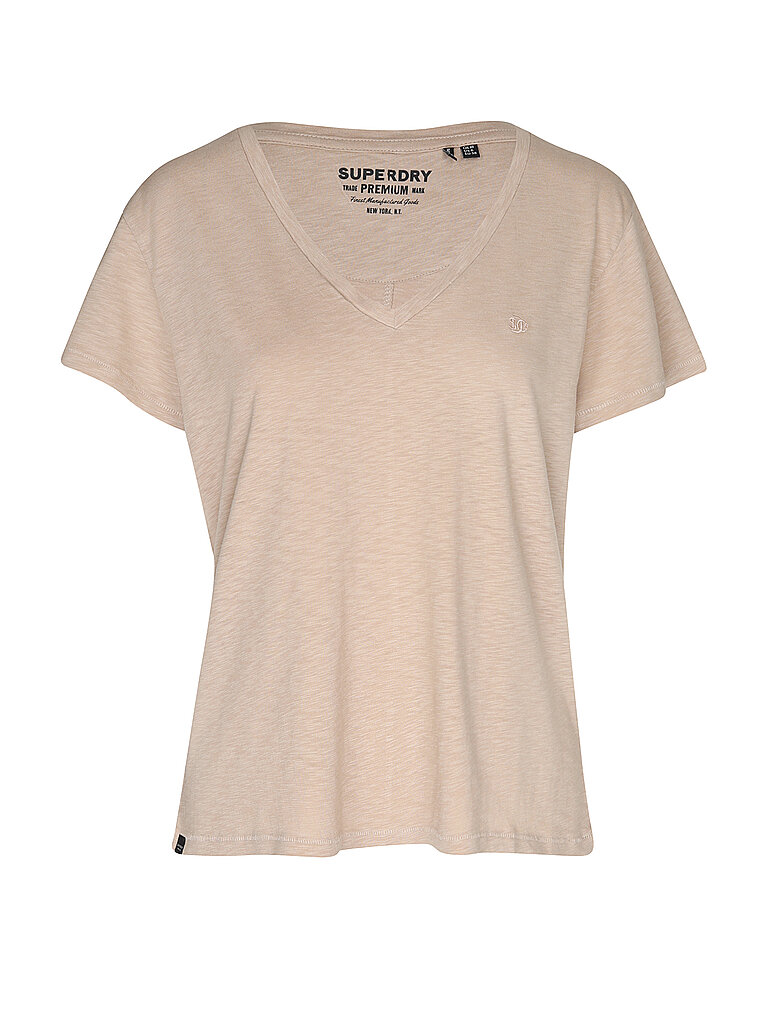 Superdry SUPERDRY Damen T-Shirt Studios Slub Embroidered camel | XS, camel