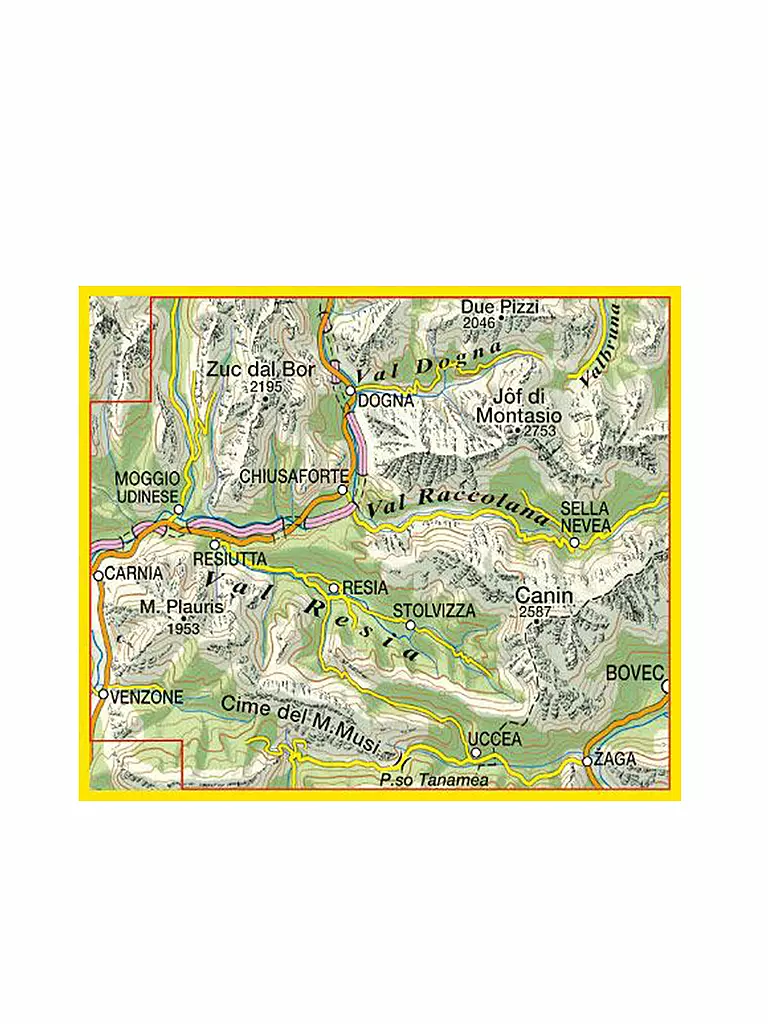 TABACCO | Wanderkarte - Canìn, Val Resia, PN Prealpi Giulie 1:25.000 | keine Farbe