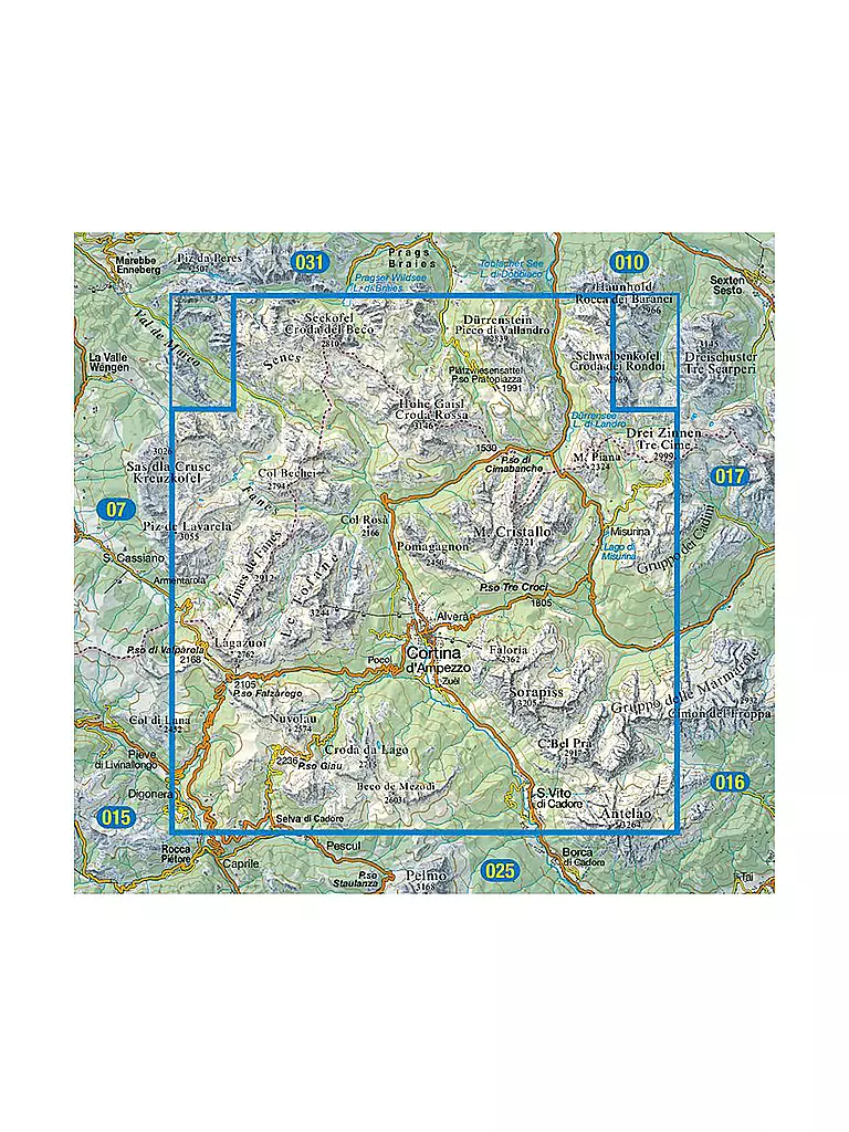 TABACCO | Wanderkarte - Cortina d'Ampezzo, Dolomiti Ampezzane 1:25.000 | keine Farbe