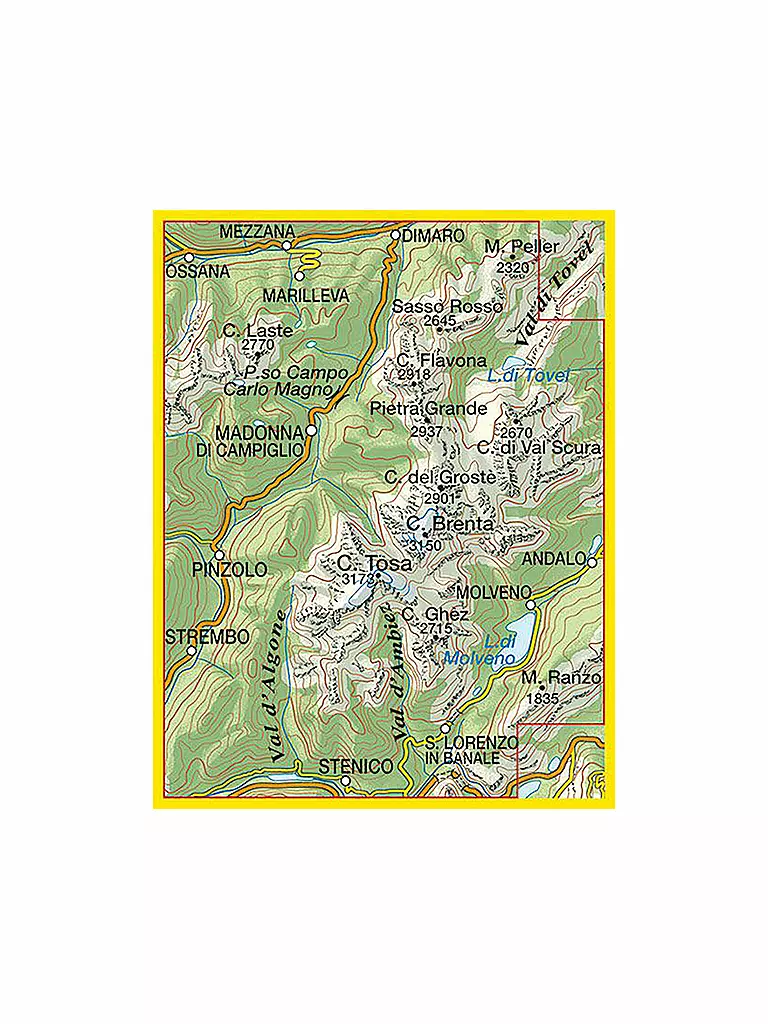 TABACCO | Wanderkarte - Dolomiti di Brenta 1:25.000 | keine Farbe