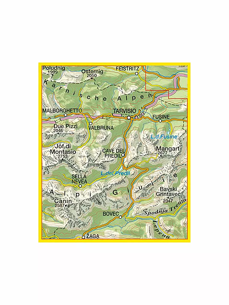 TABACCO | Wanderkarte 019, Alpi Giulie Occidentali/Westl. Julische Alpen, Tarvisiano 1:25.000 | keine Farbe