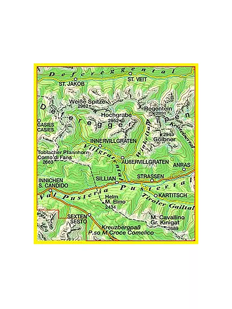 TABACCO | Wanderkarte 073, Villgratental, Sillian, Pustertal, Tiroler Gailtal 1:25.000 | keine Farbe