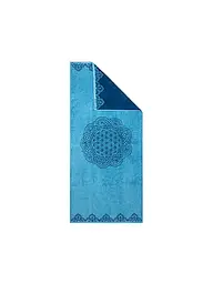 THE SPIRIT OF OM | Badetuch Happy Flower of Life sonnengruß/koralle | blau