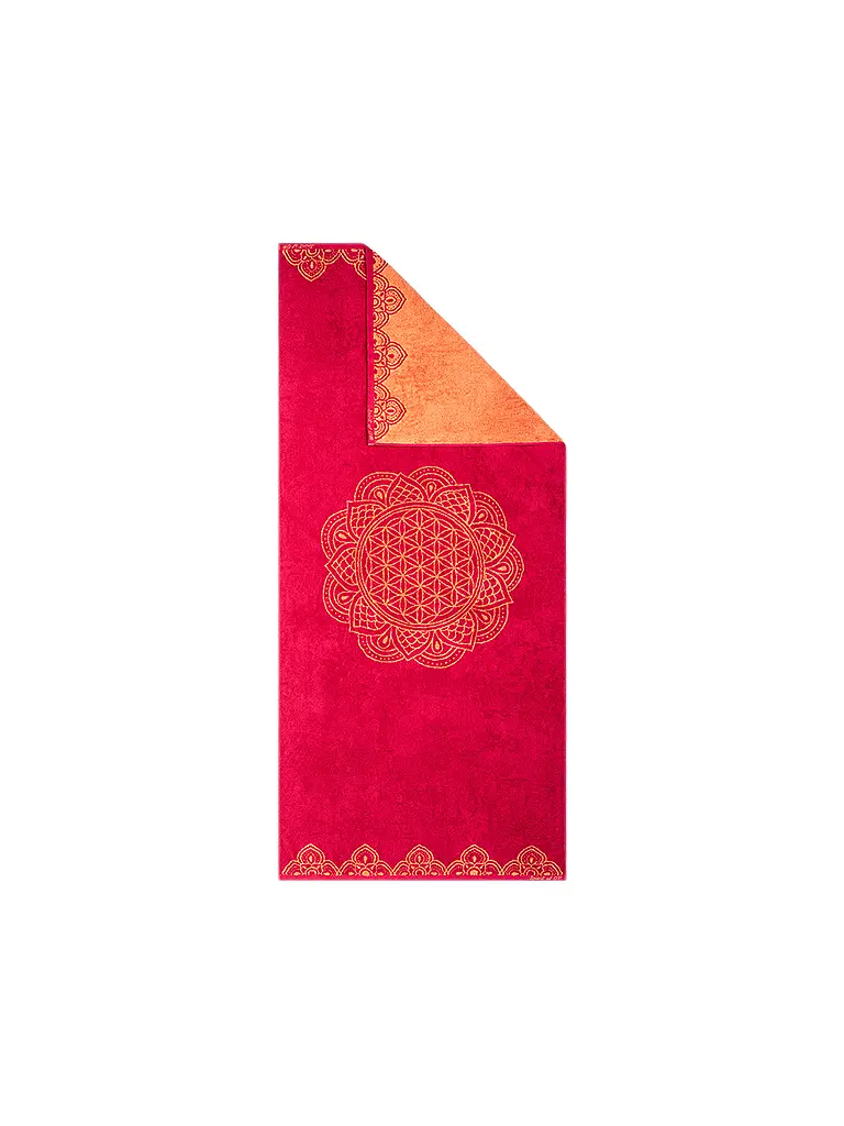 THE SPIRIT OF OM | Liegetuch Happy Flower of Life rubinrot/koralle | dunkelrot