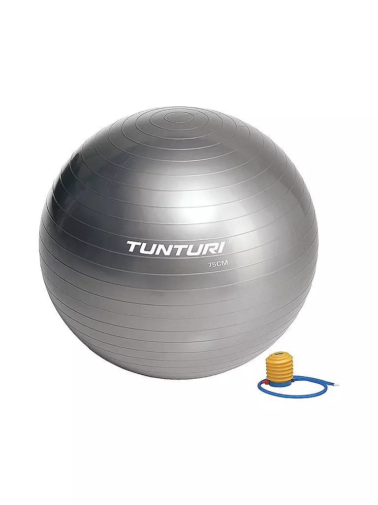 TUNTURI | Gymnastikball 75 cm mit Pumpe | silber