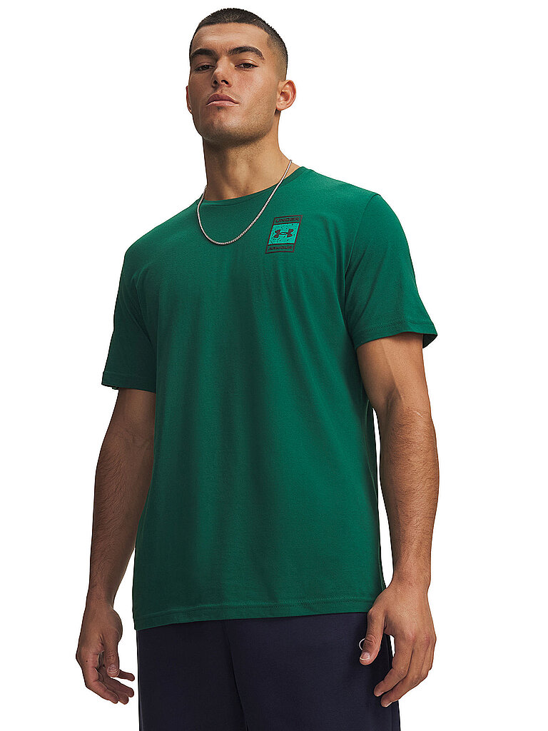 UNDER ARMOUR Herren T-Shirt UA Box Wordmark Logo dunkelgrün | L