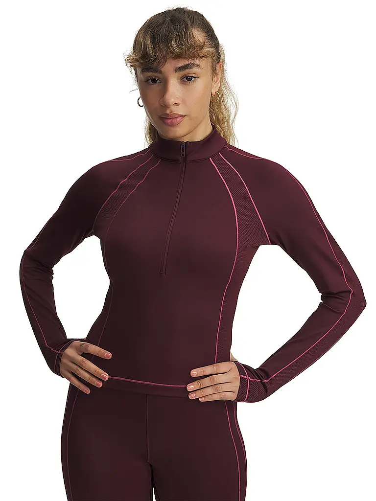 UNDER ARMOUR | Damen Fitness Zipshirt ColdGear® | dunkelrot