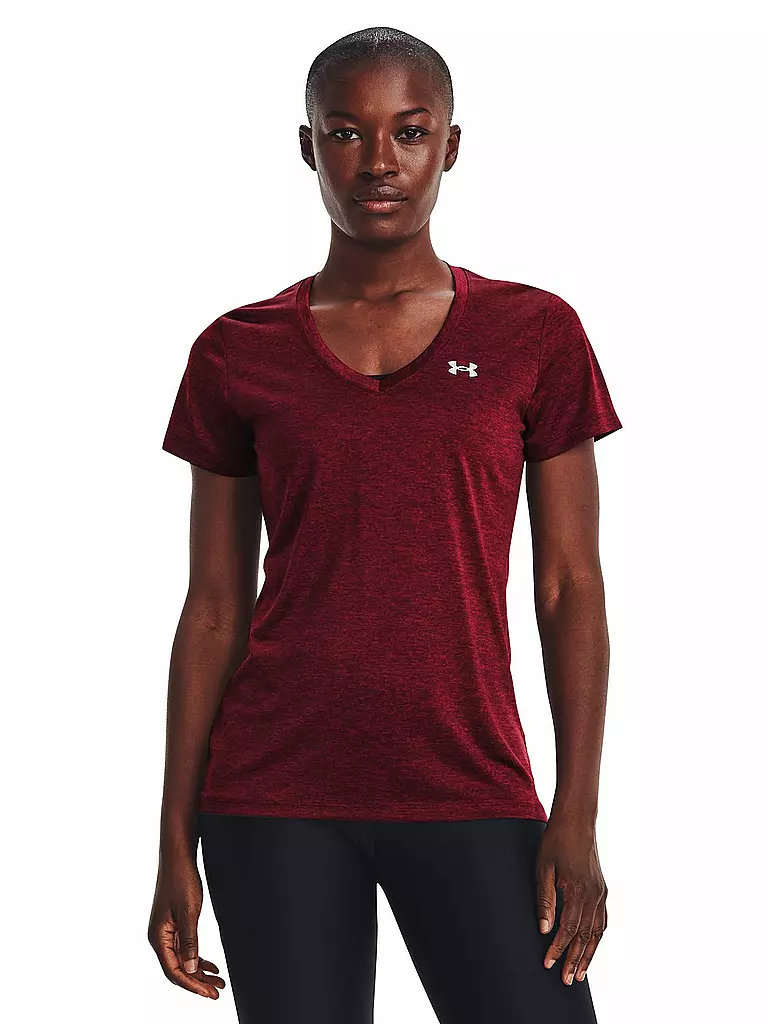 UNDER ARMOUR | Damen Fitnessshirt UA Tech™ Oberteil mit Twist-Effekt und V-Ausschnitt | dunkelrot