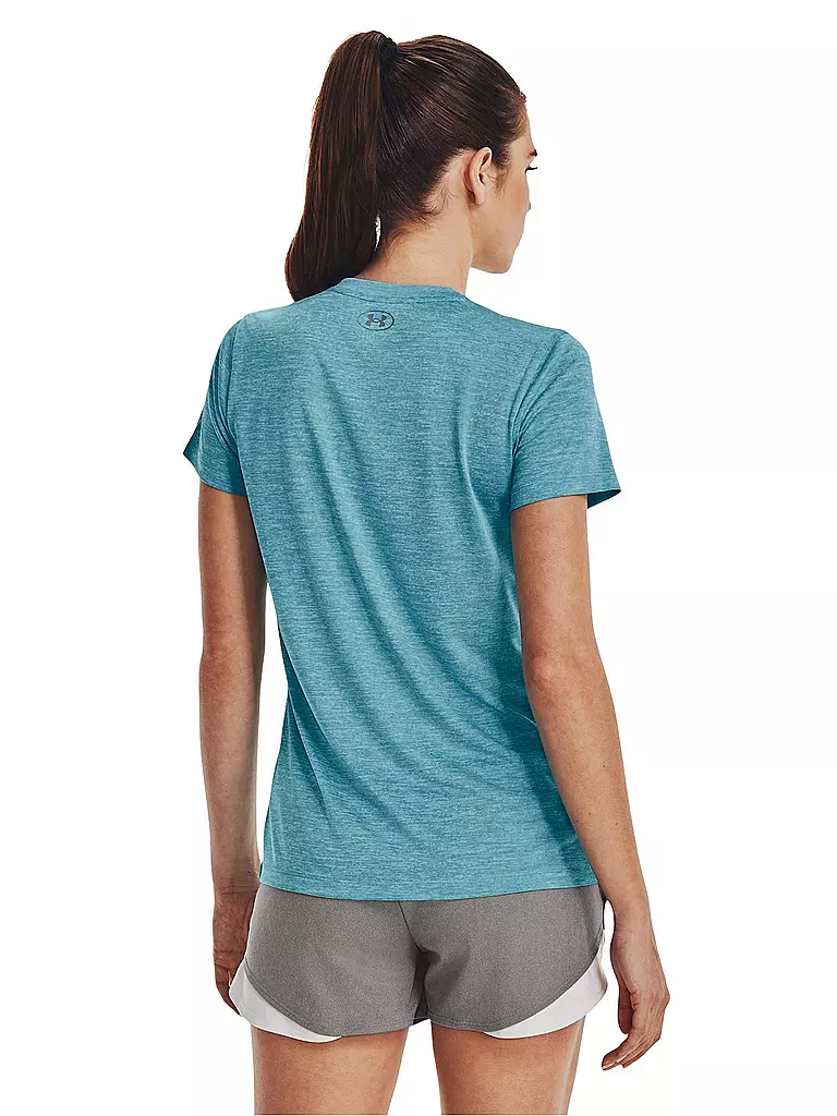 UNDER ARMOUR | Damen Fitnessshirt UA Tech™ Oberteil mit Twist-Effekt und V-Ausschnitt | hellblau