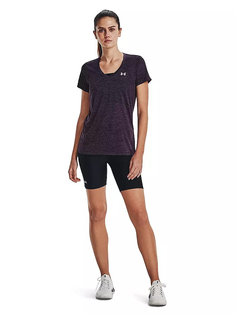 UNDER ARMOUR | Damen Fitnessshirt UA Tech™ Oberteil mit Twist-Effekt und V-Ausschnitt | lila