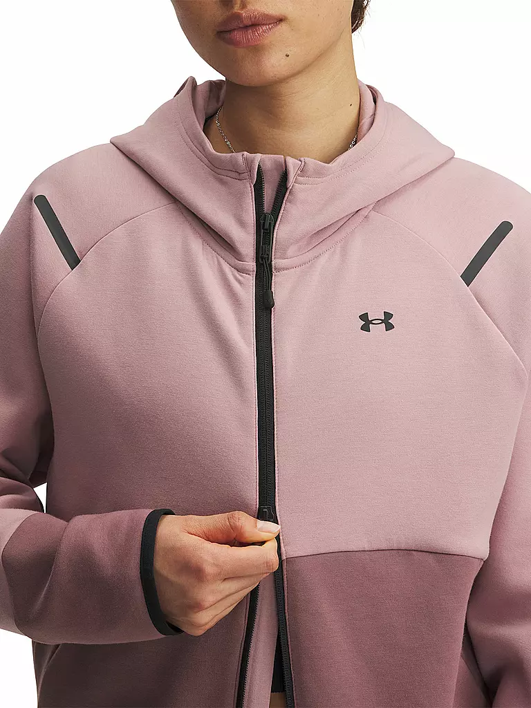 UNDER ARMOUR | Damen Kapuzenjacke UA Unstoppable Fleece mit durchgehendem Zip | beere