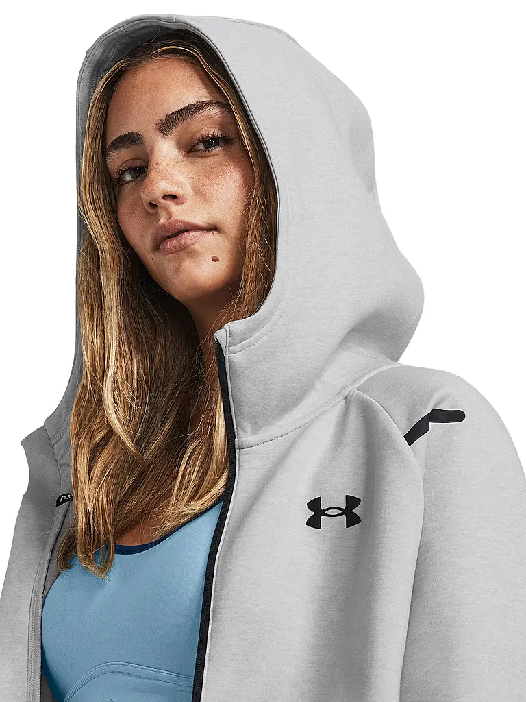 UNDER ARMOUR | Damen Kapuzenjacke UA Unstoppable Fleece mit durchgehendem Zip | Grau