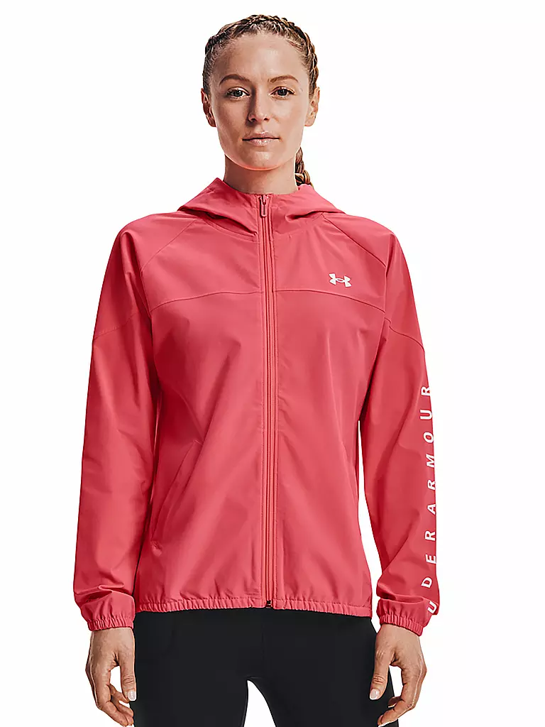 UNDER ARMOUR | Damen Kapuzenweste UA Webstoff mit Logo und durchgehendem Reißverschluss | rot