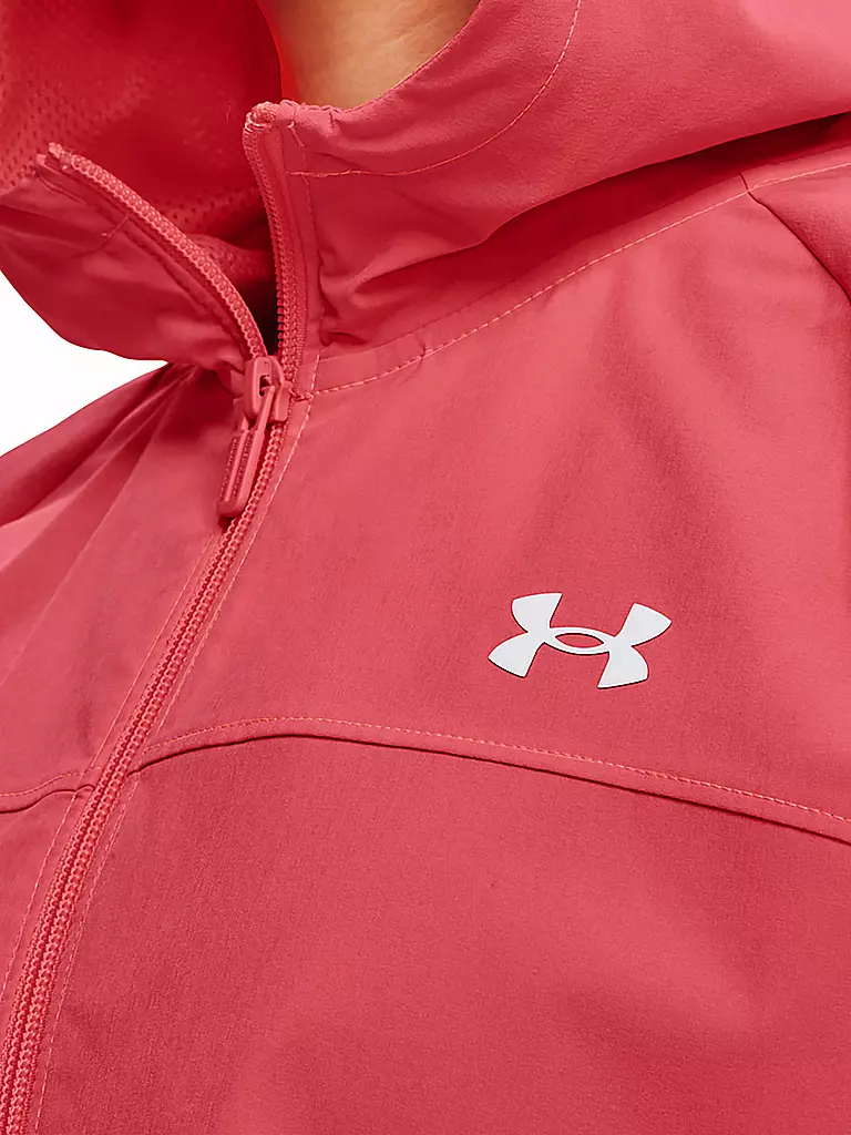 UNDER ARMOUR | Damen Kapuzenweste UA Webstoff mit Logo und durchgehendem Reißverschluss | rot