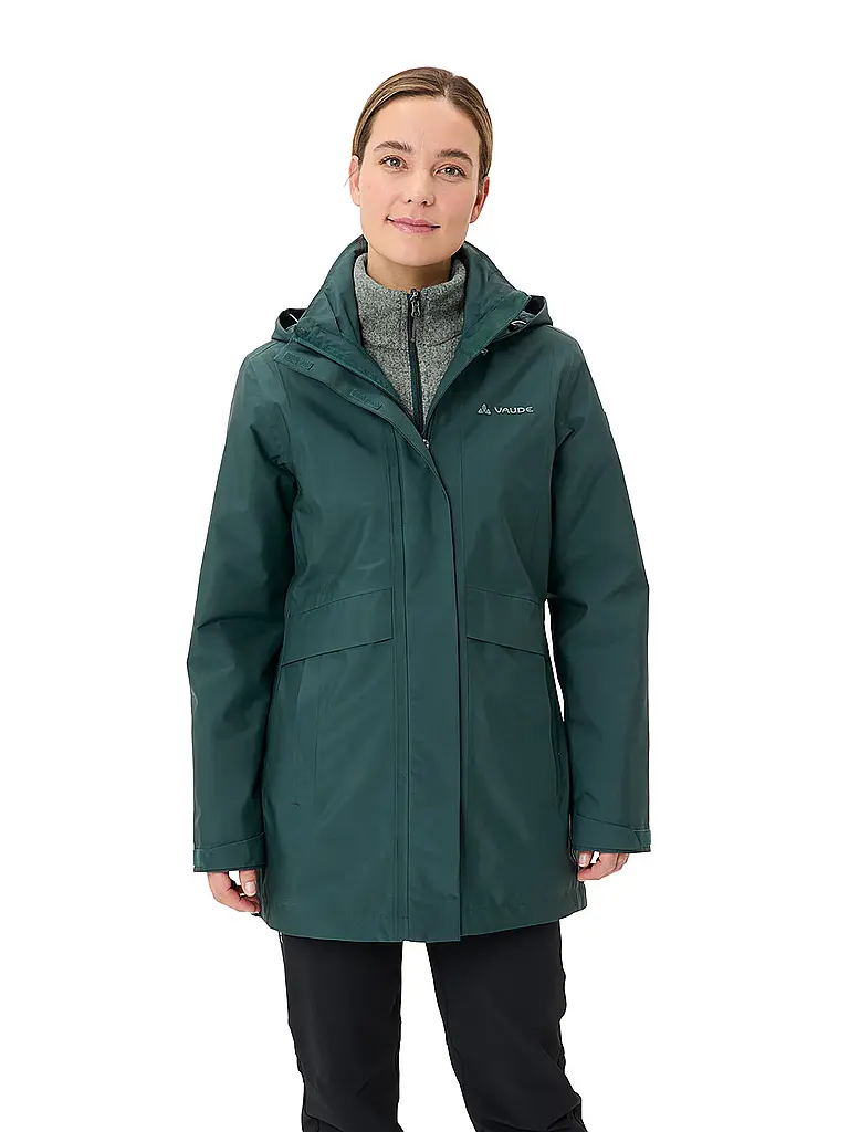 VAUDE | Damen Winterparka Idris 3-in-1 Hoodie | dunkelgrün