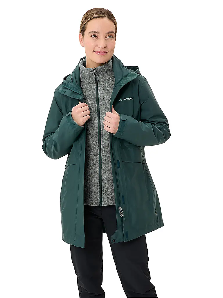 VAUDE | Damen Winterparka Idris 3-in-1 Hoodie | dunkelgrün