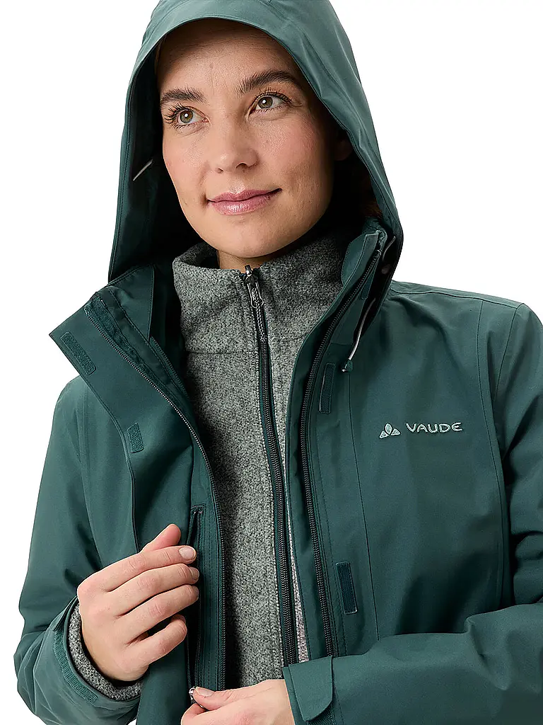 VAUDE | Damen Winterparka Idris 3-in-1 Hoodie | dunkelgrün