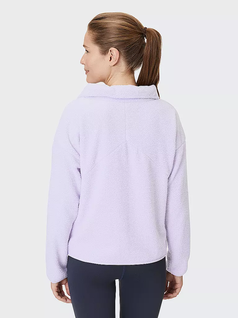 VENICE BEACH | Damen Fitnesssweater Abby mit Zip Teddyfleece | lila