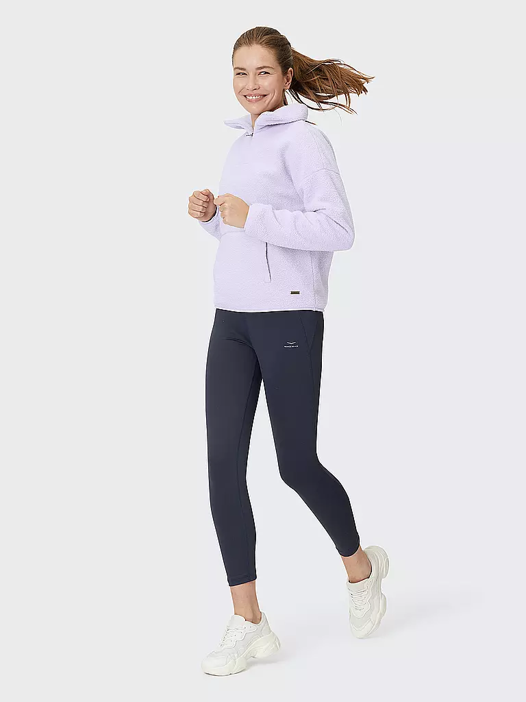 VENICE BEACH | Damen Fitnesssweater Abby mit Zip Teddyfleece | lila