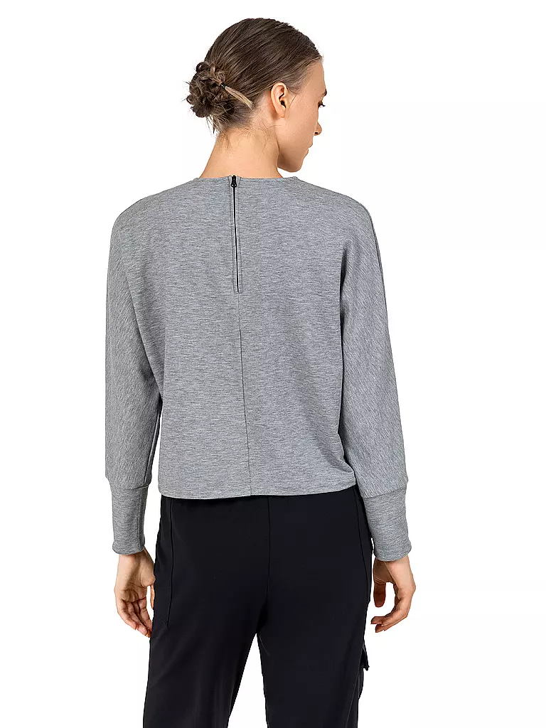 YVETTE | Damen Fitnesssweater Cross Cropped | grau
